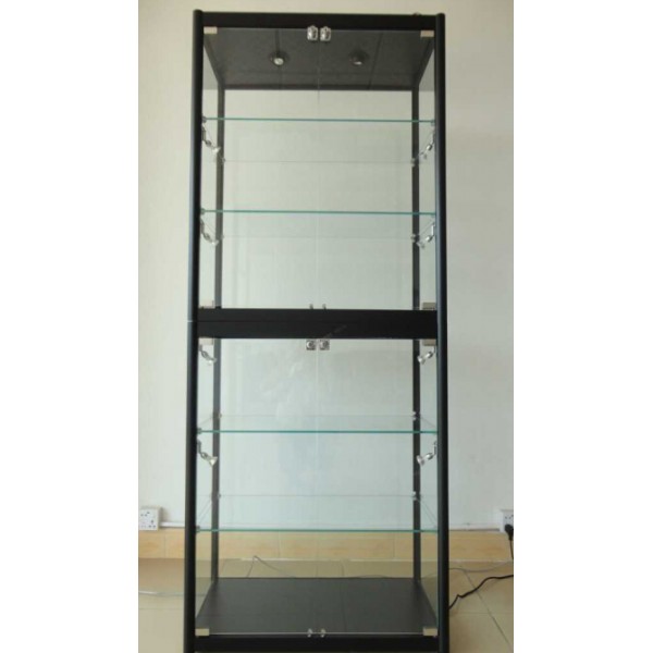 glass display cabinet with storage